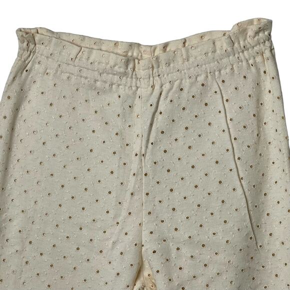 Vintage 80s Yellow Eyelet Pants Leggings High Waist Size Small Cottage Fairy - Picture 3 of 8